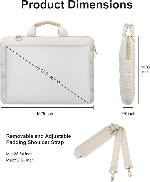 MOSISO Laptop Bag for Women, Computer Bags, Puffy Sleeve Case Laptop Shoulder Bag with Handle&Pocket