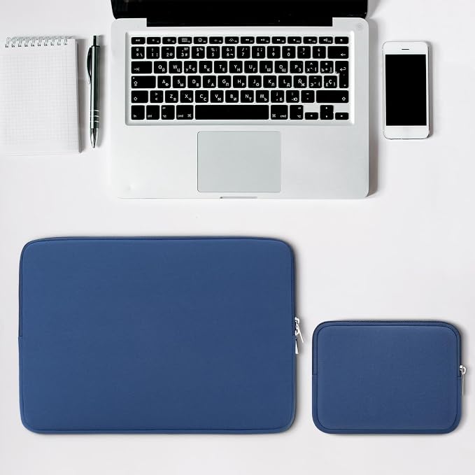 RAINYEAR 15.6 Inch Laptop Sleeve Protective Case Soft Carrying Zipper Bag Cover with Accessories Pouch, Compatible with 15.6" Notebook Computer Chromebook (Navy Blue)