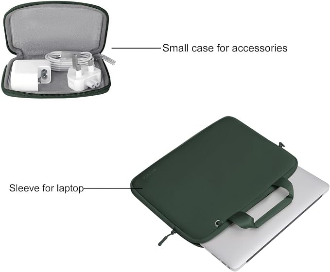 MOSISO Laptop Case 15 inch, Laptop Sleeve Bag Compatible with MacBook Air 15 inch M5 M4 M3 M2 2026-2023, Dell XPS, Neoprene Carrying Computer Bag with Handle&Detachable Small Case, Emerald Green