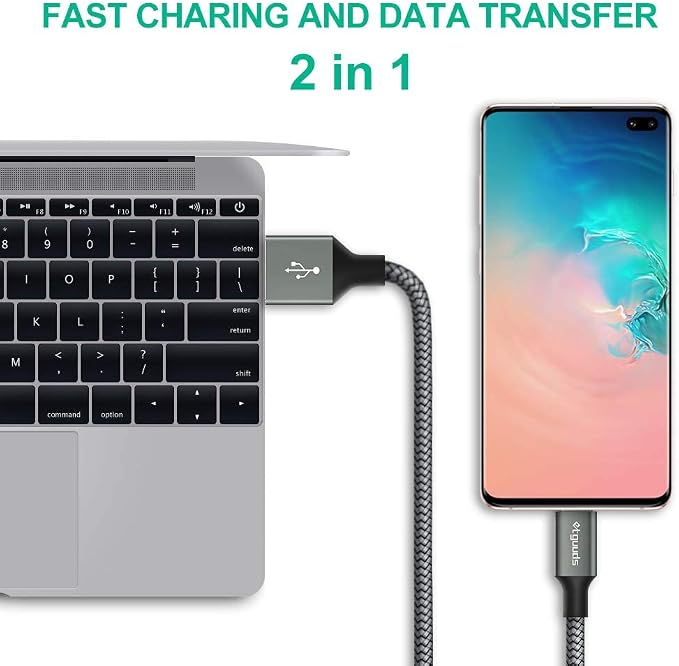 etguuds USB to USB C Cable 2ft, 2-Pack USB A to Type C Charger Cord Fast Charging for Samsung Galaxy A17 A16 A15 A26 A36 A56, S25 S24 S23 S22 S21 S20 S10 Note 20, for iPhone 17 16 15, Moto, Gray