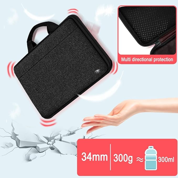 Hseok Laptop Case 13.3-14 inch Sleeve, TSA Computer Handbag Water-Resistant and Shockproof Bag Compatible with MacBook Pro/Neo 14", Mac Air/Pro 13.3" and 13"-14" Notebooks Chromebooks,Black