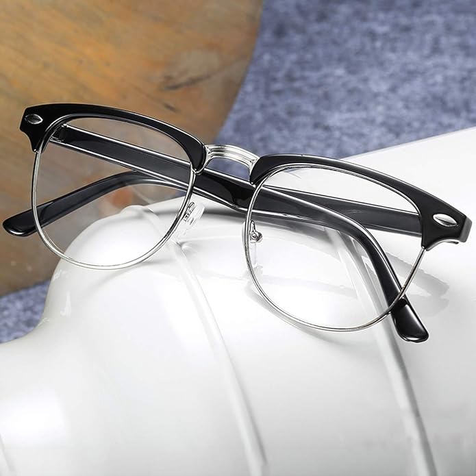 Fashion Vintage Classic Semi-Rimless Half Frame Clear Lens Glasses