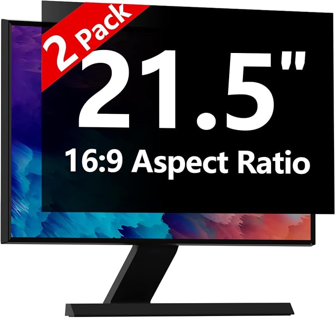 RedANGEL 【2-Pack】 21.5 Inch Computer Privacy Screen for 16:9 Monitors with Anti-Spy Anti-Glare Filter, Blue Light Blocking & Eye Protection, Removable Anti-Scratch HD Clarity Screen Protector