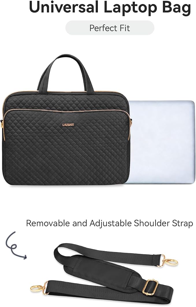17 17.3 Inch Laptop Case Bag Women Men Compatible with HP OmniBook Envy Omen Pavilion/Dell Inspiron Precision/LG Gram/Yoga ThinkPad, Messenger Carrying Briefcase Computer Bag 18 inch, Black