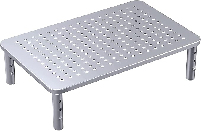 HUANUO Monitor Riser - 3 Height Adjustable Stand for Laptop, Computer, iMac, PC, Printer, Desktop Ergonomic Metal Monitor Riser with Mesh Platform