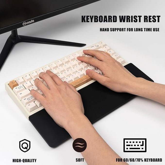Ergonomic 70% Keyboard Wrist Rest-12.8" Silicone Non-Slip Keyboard Hand Rest, Relief of Hand Pain(Black)