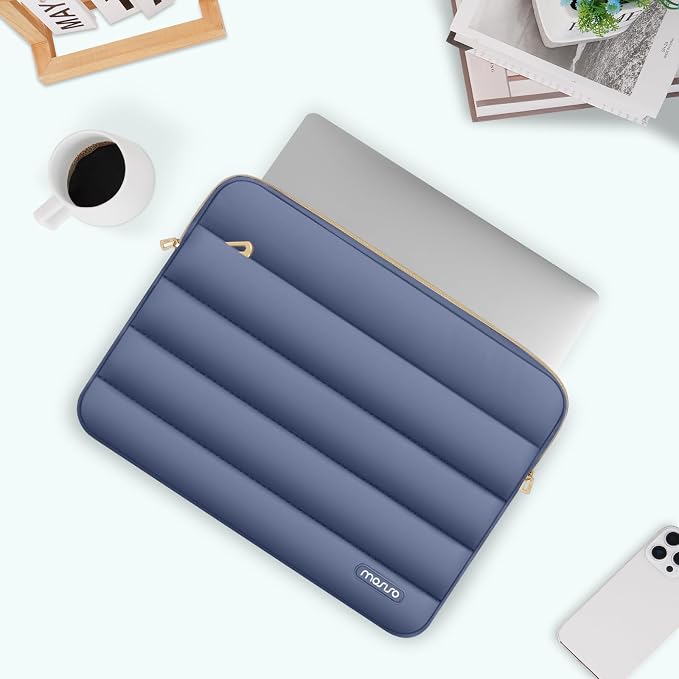 MOSISO Laptop Case 16 inch, 15-15.6 inch Puffy Laptop Sleeve Compatible with MacBook Pro 16 M5 M4 M3 M2 M1, HP Dell ASUS Acer Toshiba Lenovo, Polyester Horizontal Bag with Small Case, Lavender Gray