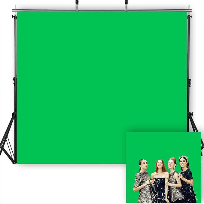 10x10FT Green Photography Backdrop, High Density Polyester Fiber Photo Background Cloth is Foldable and Machine Washable, Suitable for Photo Background Video Photography Studios