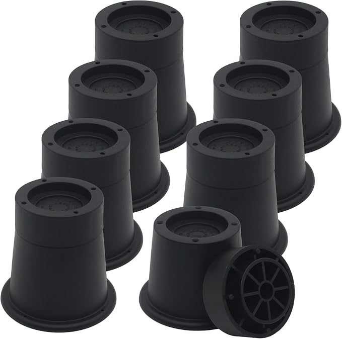 8 Pack Furniture Risers 3 inch Black Bed Risers, Bed Lifts Risers for Sofa, Couch, Desk, Bed Elevators Heavy Duty Bed Frame Risers Table Leg Extenders Supports Up to 1,300 Lbs