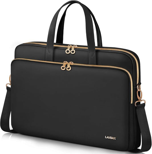 17 17.3 Inch Laptop Case Bag Women Men Compatible with HP OmniBook Envy Omen Pavilion/Dell Inspiron Precision/LG Gram/Yoga ThinkPad, Messenger Carrying Briefcase Computer Bag 18 inch, Black