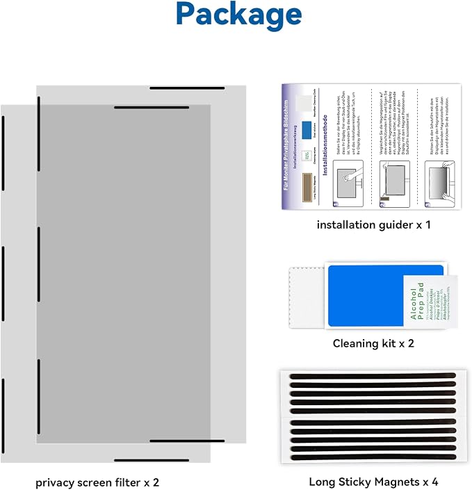 [2-Pack] Magnetic 23.8 Inch Computer Privacy Screen Protector for 16:9 Monitor, Removable 23.8in Private Filter for Anti Glare Block Blue Light, Screen Cover Shield Office Shade for Desktop TV Monitor