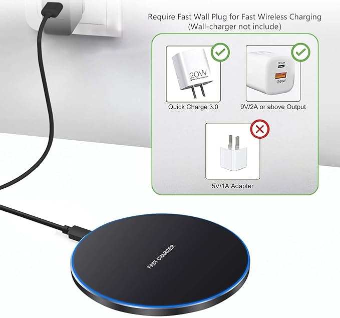 Fast Wireless Charger,20W Max Wireless Charging Pad Compatible with iPhone 17/17 Pro/16/15/14/13/12/SE/XS Max/XR,AirPods;FDGAO Wireless Charge Mat for Samsung Galaxy S25/S24/Note,Pixel/LG
