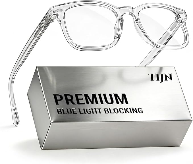 TIJN Premuim Blue Light Blocking Glasses for Women Men Square Frame Nerd Eyeglasses Anti Blue Ray Computer Screen Glasses