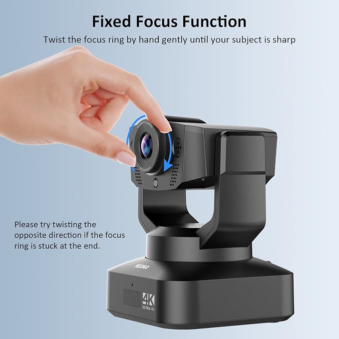 NexiGo N990 4K PTZ Zoomable Webcam, Video Conference Camera System with 5X Digital Zoom, Sony Starvis Sensor, Position Preset, Dual Stereo Mics, Audio Jacks for External Mics (Renewed)