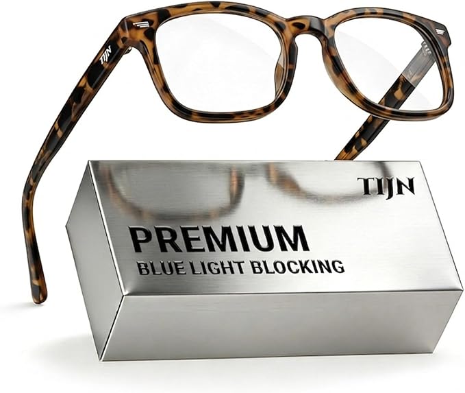 TIJN Premuim Blue Light Blocking Glasses for Women Men Square Frame Nerd Eyeglasses Anti Blue Ray Computer Screen Glasses