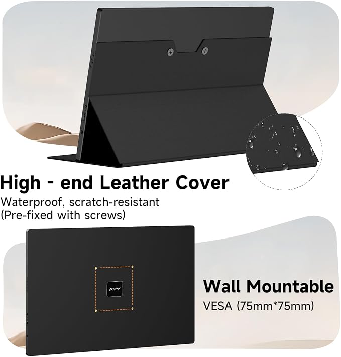 AYY Portable Monitor for Laptop 15 Inch, FHD 1080P USB-C HDMI Travel Monitor External for Computer, Second Display HDR IPS Gaming Monitor Extender for PC MAC Phone PS4/5 Xbox Switch, Built-in Speakers