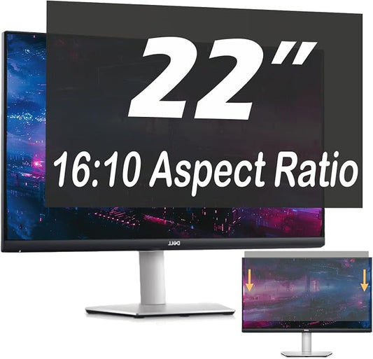 22 Inch Privacy Screen for Computer Monitor, 16:10 Anti-Spy Filter for Laptop & PC Display, Blue Light Blocking Anti-Glare Reversible Protector Film, Easy Slide-Mount Installation(22 Inch Widescreen(16:10))