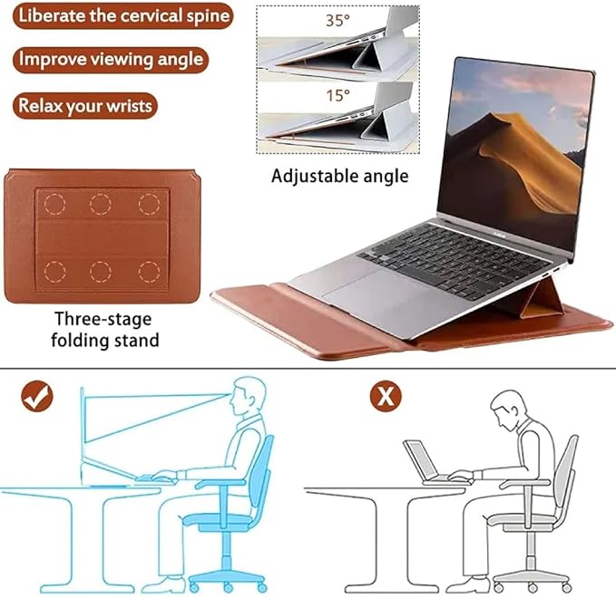 Brown Laptop Sleeve 11-13.3 Inch ONLY MacBook Air 13.3" 13.6" Pro 13.3" A1466 A1932 A2179 A2337 A2681 A3113 Dell XPS 13 HP EliteBook 830 Lenovo Yoga Pro Business, Not for 14-16”