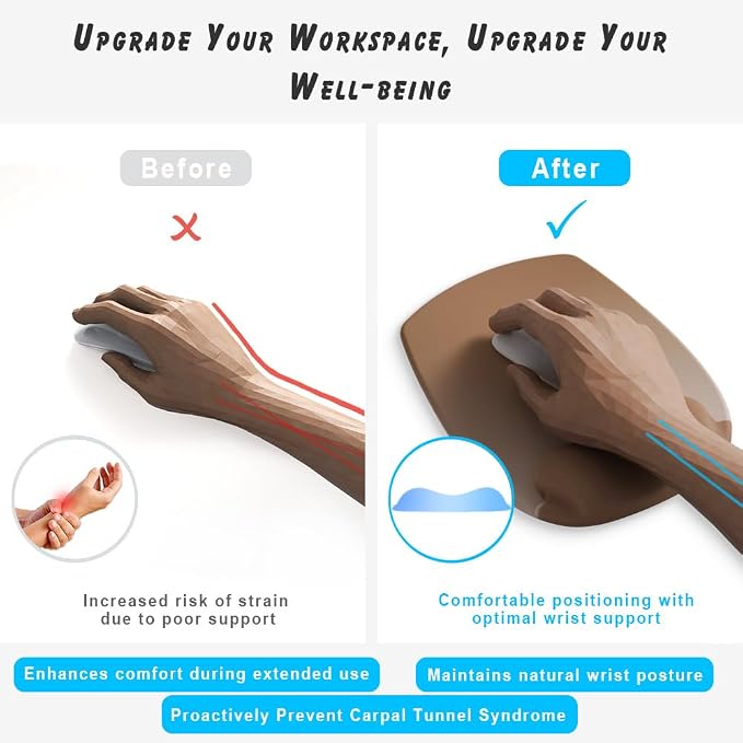 ErgoFlow Gel Wrist Rest Mouse Pad-Ergonomic Cushion for Desk, Cute Aesthetic Computer Decor for Women,Small Mousepad Mat&Laptop Pads-Office,Home Wireless Support&Ergo Accessories (08Cream Marble)