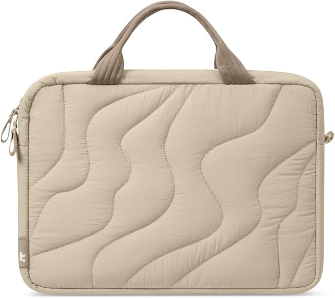 tomtoc 13-14 Inch Protective Puffy Laptop Carrying Bag for Women, Lightweight Laptop Briefcase Fits 13-inch Macbook Air M5 2026 & Neo A18, 14" MacBook Pro, Work Bag Case Handbag with Organized Storage