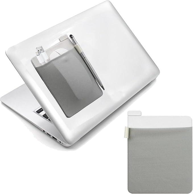 Portable External Hard Drive Carrying Case Sleeve Storage for Laptop, Reusable Adhesive Stick On Holder for Computer Accessories Wireless Mouse/Earphones/USB Cable,Travel Pocket Pouch