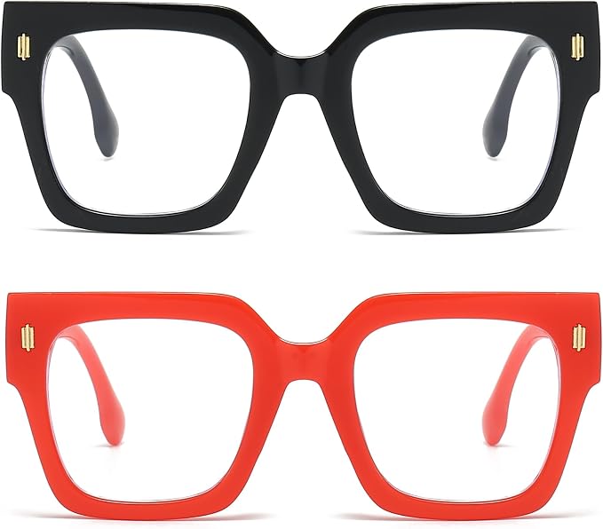Breaksun Fashion Oversized Blue Light Blocking Glasses for Women Men Trendy Big Square Frame Computer Eyeglasses