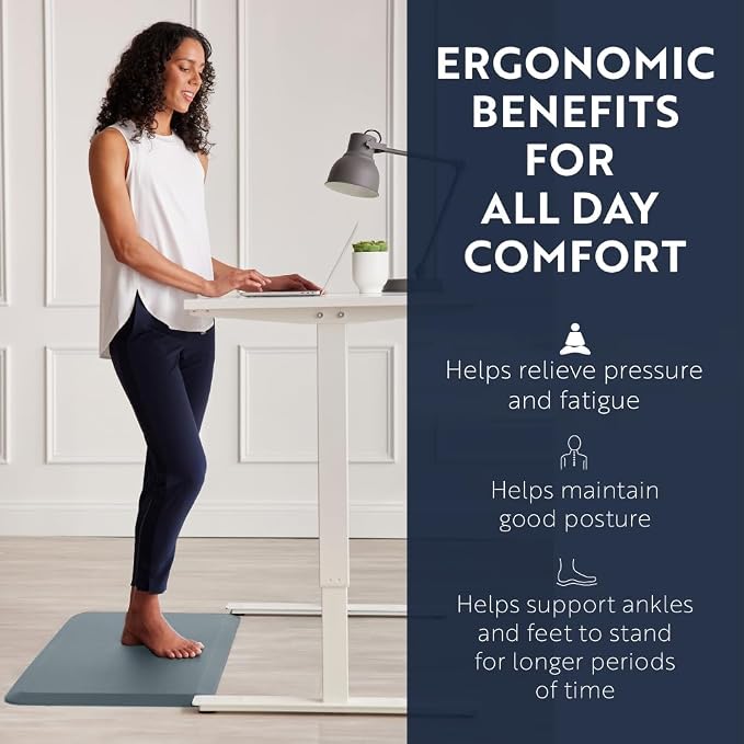KANGAROO Anti Fatigue Mats for Kitchen Floor, 39x20, Reduce Foot, Knee Pressure, 3/4 Inch Thick Cushioned Ergonomic Mat, Waterproof Comfort Rug for Under Sinks, Standing Desk, Store Floors, Charcoal