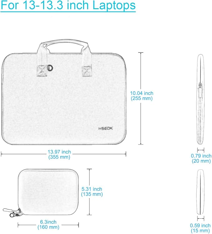 Hseok Laptop Sleeve 13.3-14 inch Case with Small Pouch, Neoprene Computer Bag Compatible with MacBook Neo/Pro 14 M5/M4/M3/M2/M1, Mac Air/Pro 13.3, XPS 14 and Most 13-14 inch Notebooks,J01B01