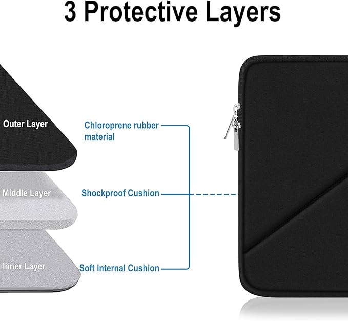Laptop Sleeve 15 inch, Traveling Carrying Computer Bag with Zippered Pocket, Shockproof Protective Laptop Case Compatible for 15.4 in HP, Dell, Acer, Asus, Lenovo, Apple Notebook, Black