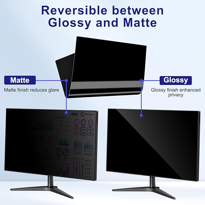 23 Inch Privacy Screen for Computer Monitor 16:9 Aspect Ratio, Eye Protection Anti Blue Light Glare Shield, 23 Inch Removable Black Blackout Anti Spy Desktop Security Private Filter