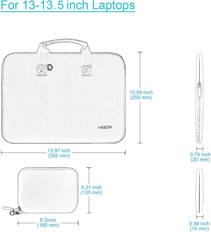 Hseok Laptop Sleeve 13.3-14 inch Case with Small Pouch, Neoprene Computer Bag Compatible with MacBook Neo/Pro 14 M5/M4/M3/M2/M1, Mac Air/Pro 13.3, XPS 14 and Most 13-14 inch Notebooks,B01K03