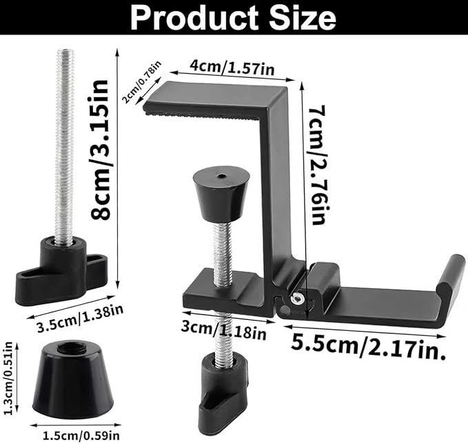 JAKO Headphone Stand for Desk, Aluminum Alloy Foldable Headphone Holder - Headset Stand Hook Mount, PC Gaming Headset Holder Under Desk Clamp for Office, Computer, Student Class Table, Handmade Table