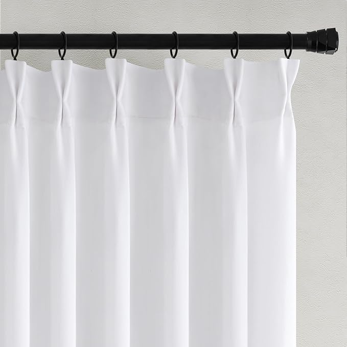 Memory Trained Pinch Pleated Curtains 92 Inches Long, Viral Linen Pinch Pleat Sheer Curtains with Ring Hooks&Clips for Track System Living Room, White Light Filtering Privacy Curtain 2 Panel Set