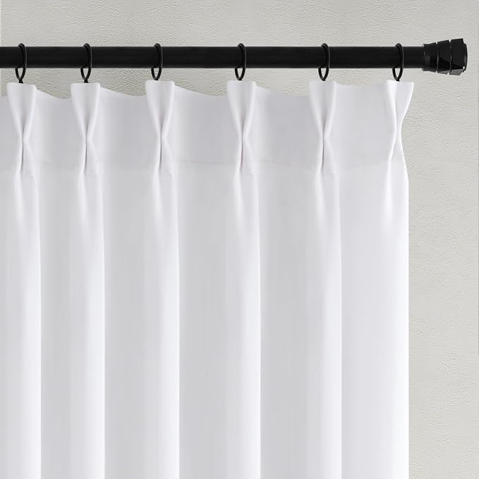 Memory Trained Pinch Pleated Curtains 63 Inches Long, Viral Linen Pinch Pleat Sheer Curtains with Ring Hooks&Clips for Track System Living Room, White Light Filtering Privacy Curtain 2 Panel Set