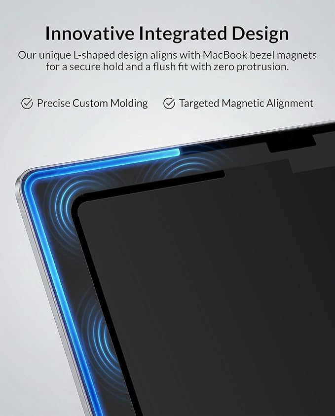 Removable Magnetic Privacy Screen Filter for MacBook Pro 14.2 Inch (M1-M5, Pro, Max, 2021-2026), L-Shaped Strips for Secure Attachment, Anti-Glare & Blue Light Blocking