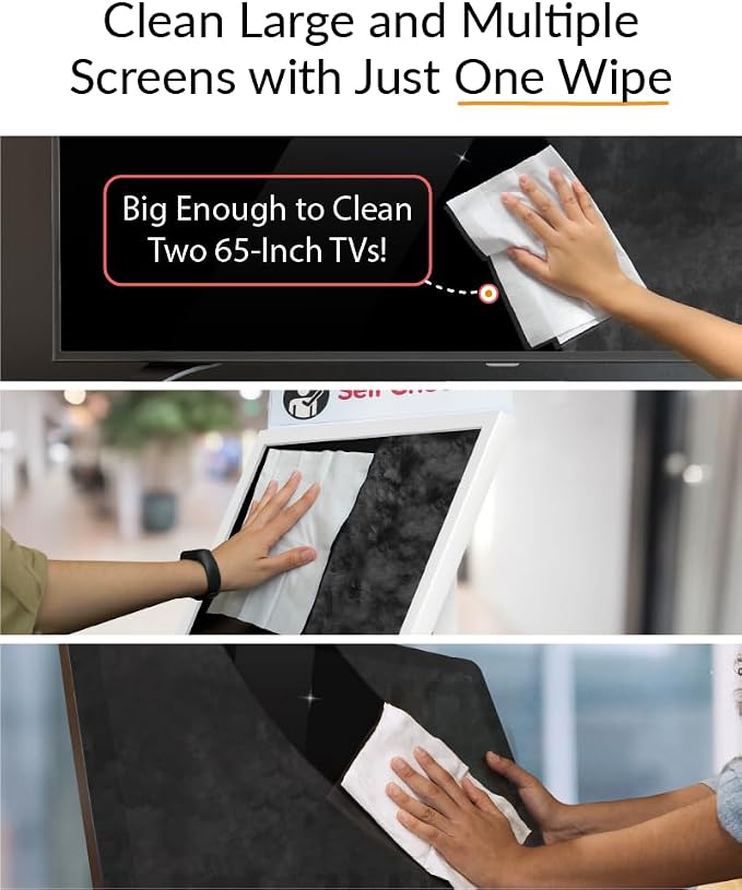 iCloth 70% Isopropyl Alcohol XL Screen and Electronics Wipes, Lint-Free, Streak-Free, Fast-Drying, Removes Dust and Fingerprints, 192 Wipes