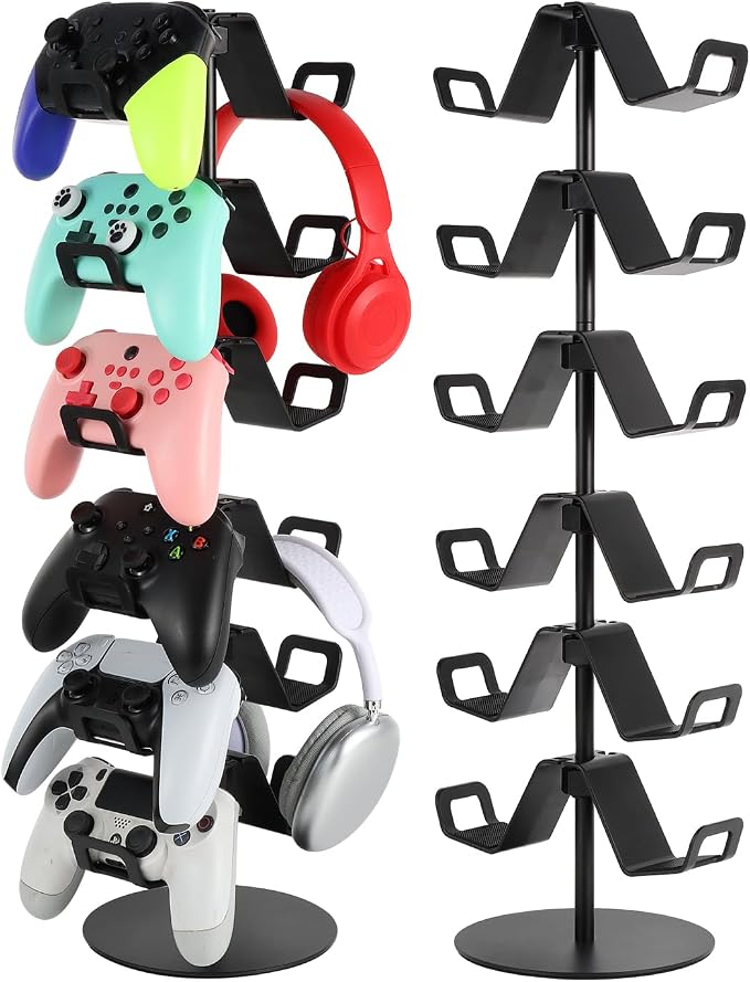 Gamer Gift,6-Tier Controller Headphone Stand Desktop,Ideal Gift for Game Lover - Universal Organizer for Controllers and Gaming Headsets,Unique Present