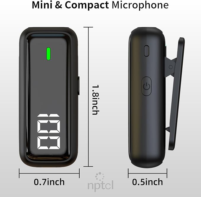 NPTCL Wireless Lavalier Microphone for iPhone Android Phone - USB Type C Mini Microphone with 24H Charging Case Noise Reduction for Video Recording Vlog YouTube TikTok