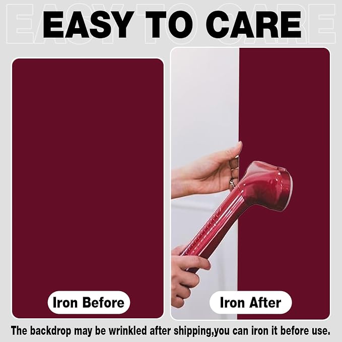 Photo Backdrop Wine Red Background Cloth Professional Photography 10x10ft Seamless Design to Eliminate Wrinkles Wedding Luxury Theme Decoration Art Exhibition Gallery Display