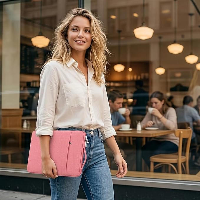 Laptop Sleeve Case for MacBook Neo 13'' with A18 Pro Chip Released in 2026 (Model:A3404) Protective with Handle Travelling Carrying Canvas Bag Accessories for Students Home Office (Pink)