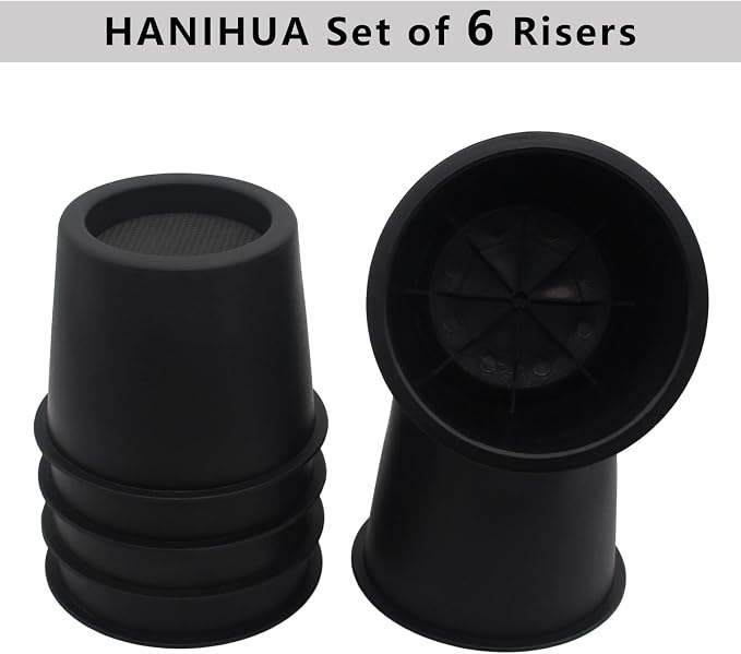 6 Pack Bed Risers 4 inch Heavy Duty Furniture Risers, Table Risers Bed Lifts Risers for Sofa, Couch, Desk, Cabinet, Bed Frame Risers Supports Up to 3,600 Lbs Black