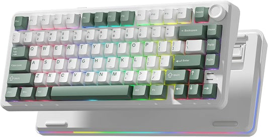 L75 75% Mechanical Keyboard, Wireless Gaming Keyboard with Multifunction Knob, Creamy Gasket Structure, Hot Swap, RGB Backlight, PBT Keycap, Custom Driver, Compact Layout for Win/Mac/PC