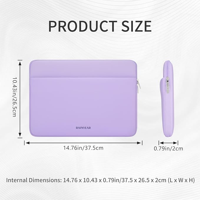 RAINYEAR Laptop Sleeve Case 15 16 Inch, Protective Portable Case with Front Pocket, Briefcase Handbag Computer Cover Laptop Bag Compatible for 15-16 Inch MacBook Air/Pro, Purple