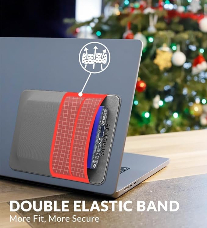 2-Pocket Adhesive Hard Drive Holder for Laptop, Stick-On Pocket Pouch for External Portable SSD, HDD, Slim Mouse and Cables (Large - Fits SSD & 2.5" Drives)
