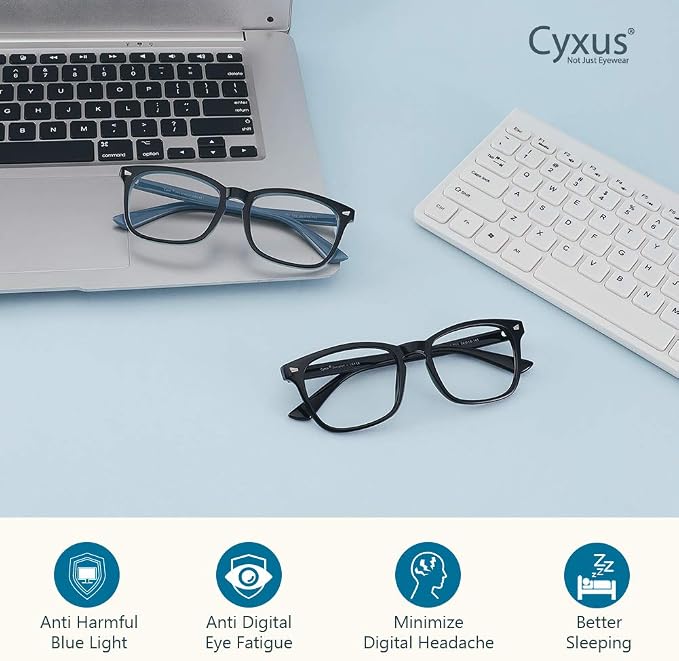 Cyxus Blue Light Glasses Men Women Reduce Eye Strain UV Blocking for Office Work Computer Screen 8082