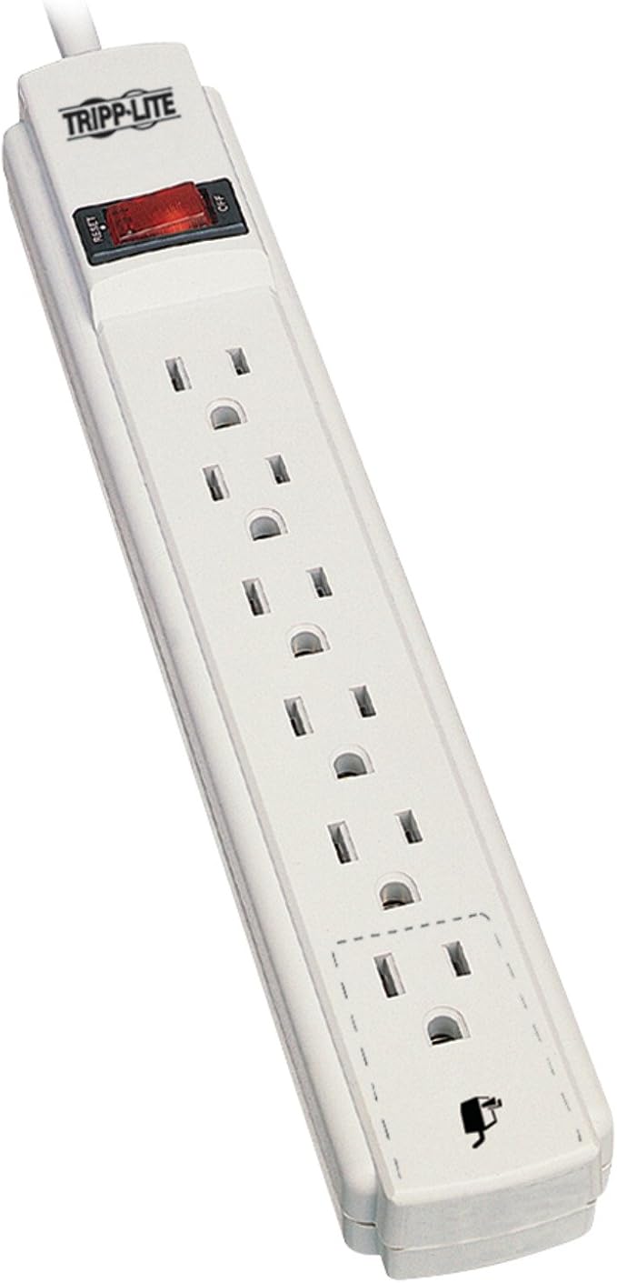 Tripp Lite 6 Outlet Home & Office Power Strip, 15ft Cord with 5-15P Plug (PS615), Gray