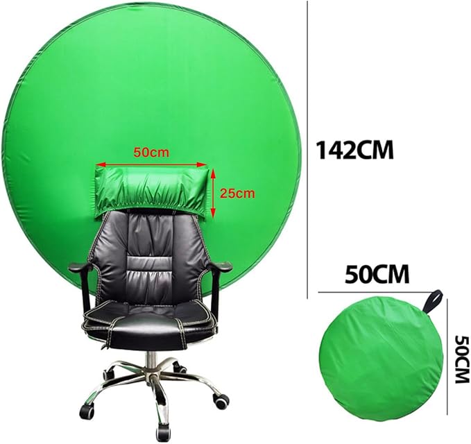 Green Screen Behind Chair Attachment Backdrop Kit,142cm Round Green Screen Backdrop Portable Green Screen Chair Background for Video Chats Video Conference Game Single Layer L Size