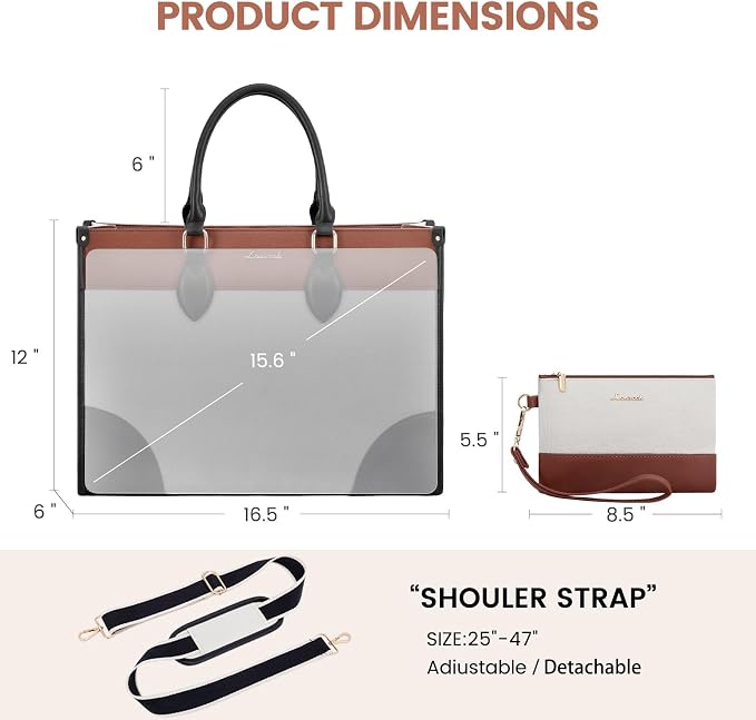 LOVEVOOK Laptop Bag for Women 15.6 lnch,Waterproof Laptops Tote Bags for Womens,Professional Work Bags for Women with Cup Holder,Large Laptop Purse Computer Briefcase Office Teacher Clutch Bag,2 PCS