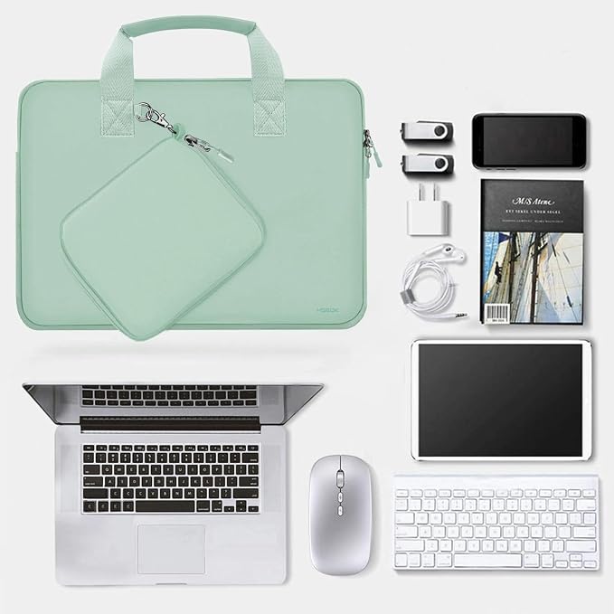 Hseok Laptop Sleeve 14 inch Case with Small Case, Compatible with MacBook Neo 14, MacBook Pro 14 M5/M4/M3/M2/M1, XPS 14 and Most 14 inch Notebooks, Neoprene Computer Handbag,Spring blue