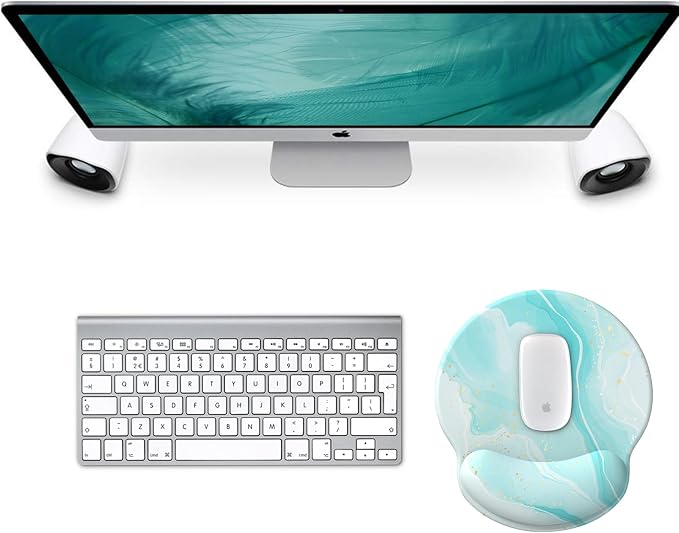 eulps Mouse Pad with Wrist Rest, Comfortable Computer Mousepad with Gel Wrist Support Smooth Surface and Non-Slip PU Base for Pain Relief, Laptop, Office & Home (ICY Blue)